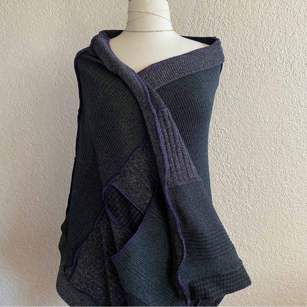 Up-Cycled Sweater Patchwork Wrap /Shawl - image 4